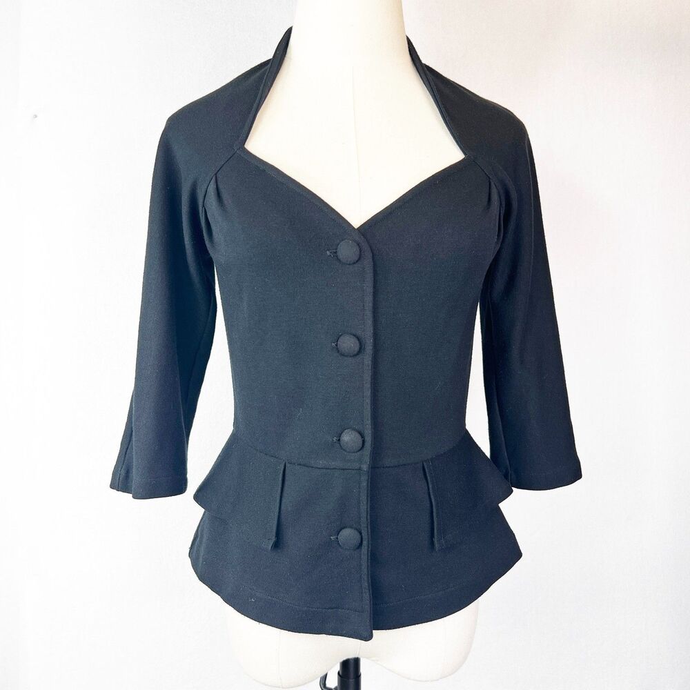 Only Hearts NYC | Vintage | Helena Stuart | Black | Heart Neck | PinUp | Sz S